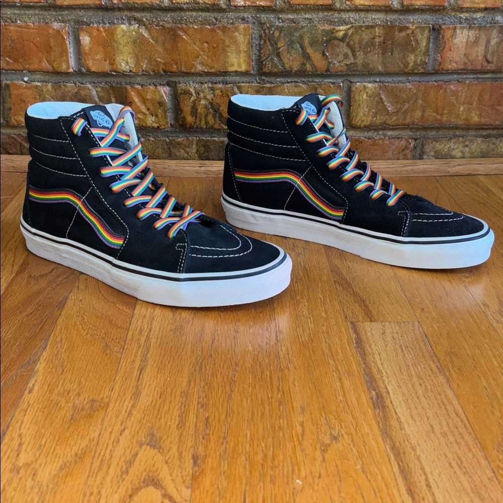 -Vans Skate Sk8-Hi Pride Sneakers Black with Rainbow Men’s 8.5 Women’s 10 - Picture 4 of 16